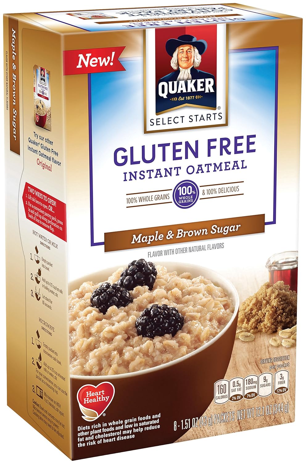 Gluten Free Maple & Brown Sugar Instant Oatmeal, 12.1 Oz B18448