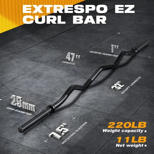 47" EZ Curl Bar Weight Lifting Bar with Star Collars I97212