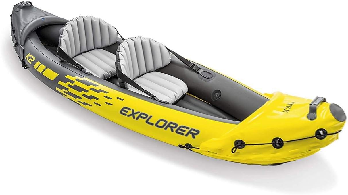 2-Person Inflatable Kayak with Aluminum Oars and Pump and 1-Person Inflatable Kayak with Oar, Hand Pump and Skeg B429