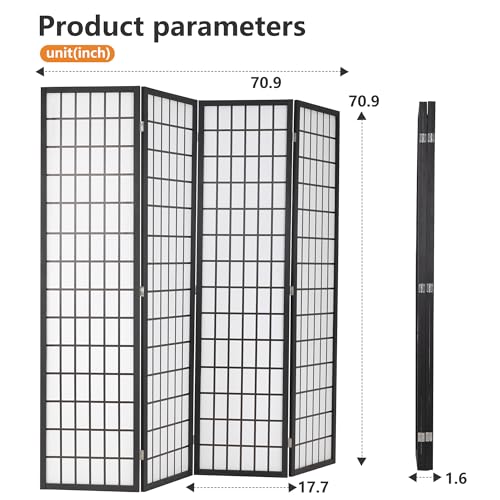 6Ft Folding 4 Panels Freestanding Wood Partition Screen V435554