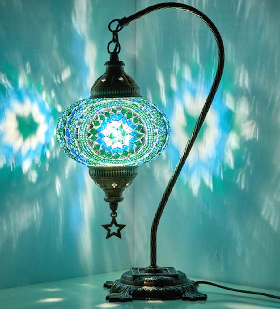 Multicolor Mosaic Gooseneck Table Lamp N94082