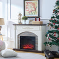 44 Inch Electric Fireplace with Mantel, Freestanding LED Flame Heater with Remote Control N40134