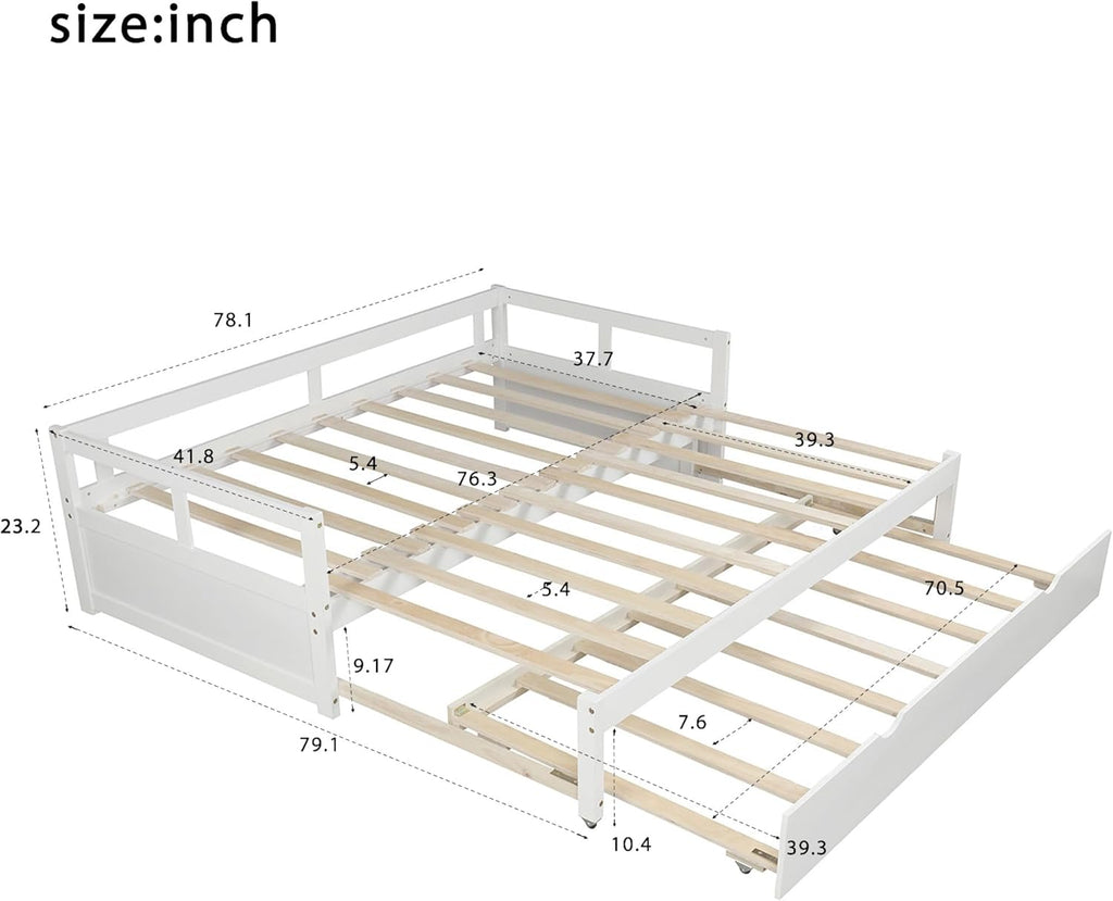 White Wooden Daybed with Trundle S8007