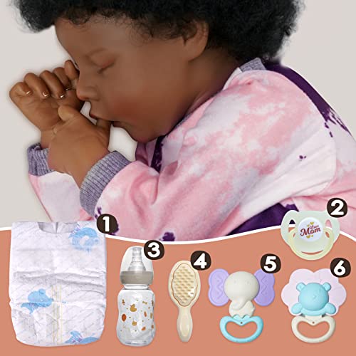 17-Inch Black Reborn Baby Doll with Cloth Body E598931