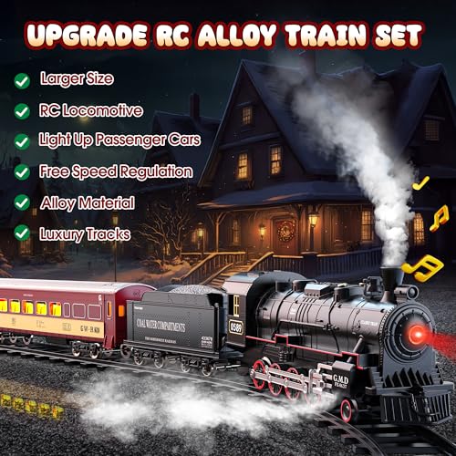 Train Set with Steam Locomotive, Light Up Cars and Tracks U9326