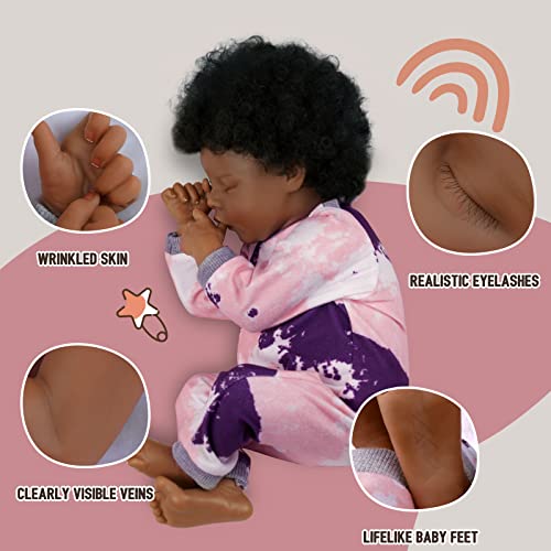 17-Inch Black Reborn Baby Doll with Cloth Body E598931