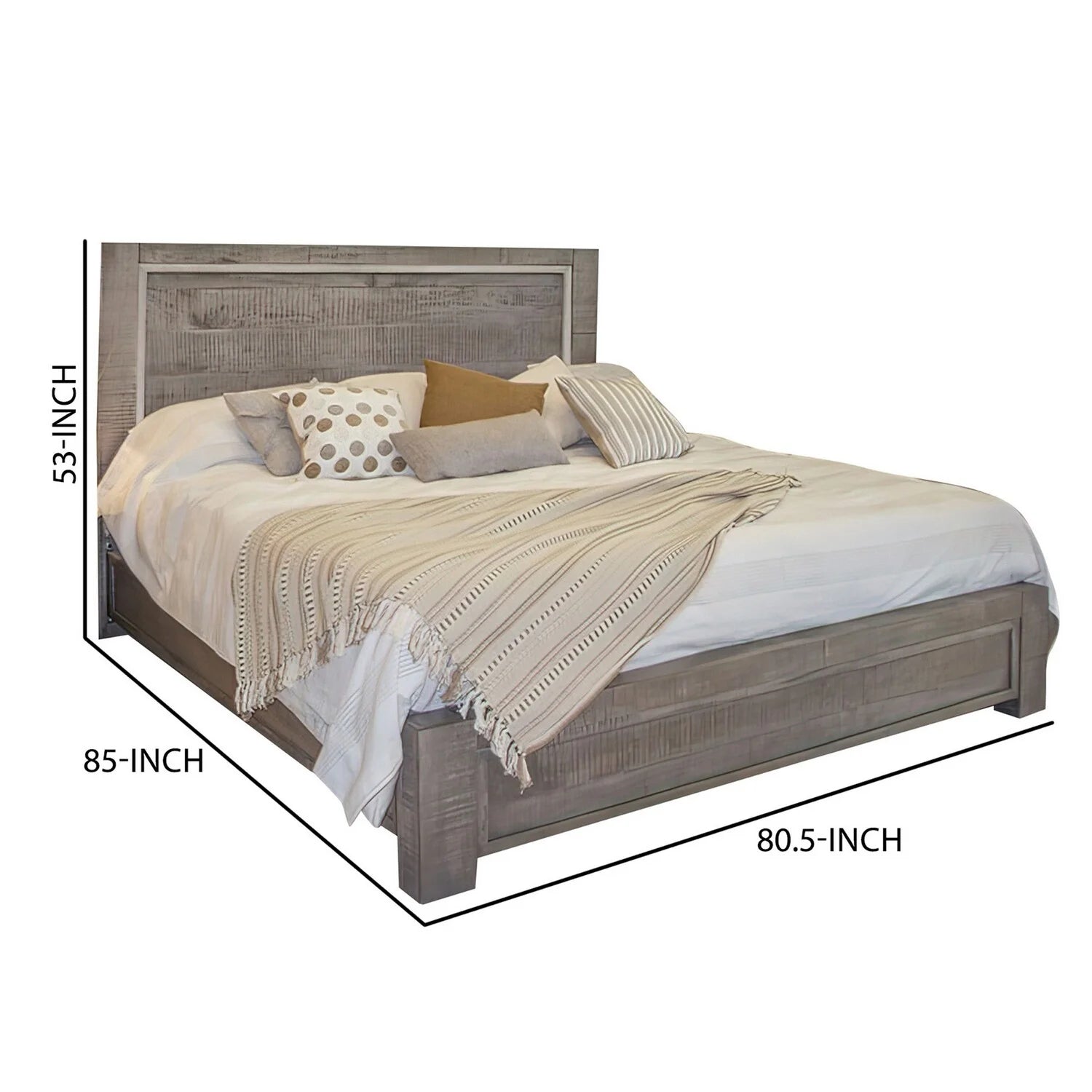 King Size Bed with Headboard Footboard Rustic Gray E50898