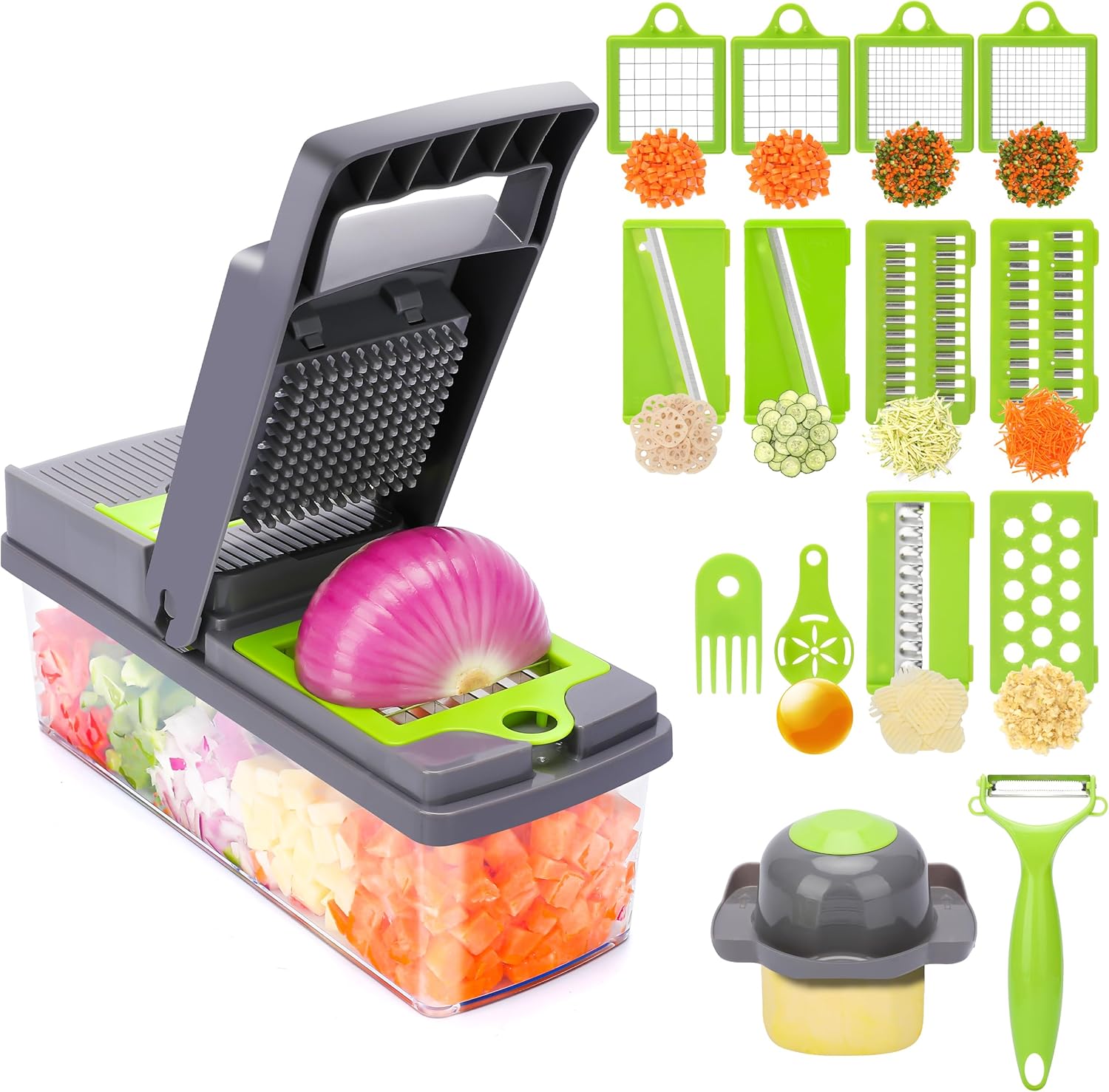 17 in 1 Multifunctional Vegetable Chopper with Container and 10 Blades O39203