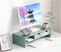 Bamboo Wood Monitor Stand with 2-Tier Drawers L1692