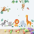 Jungle Animals Wall Decals Monkey Giraffe Elephant Wall Stickers Wall Decor F1269