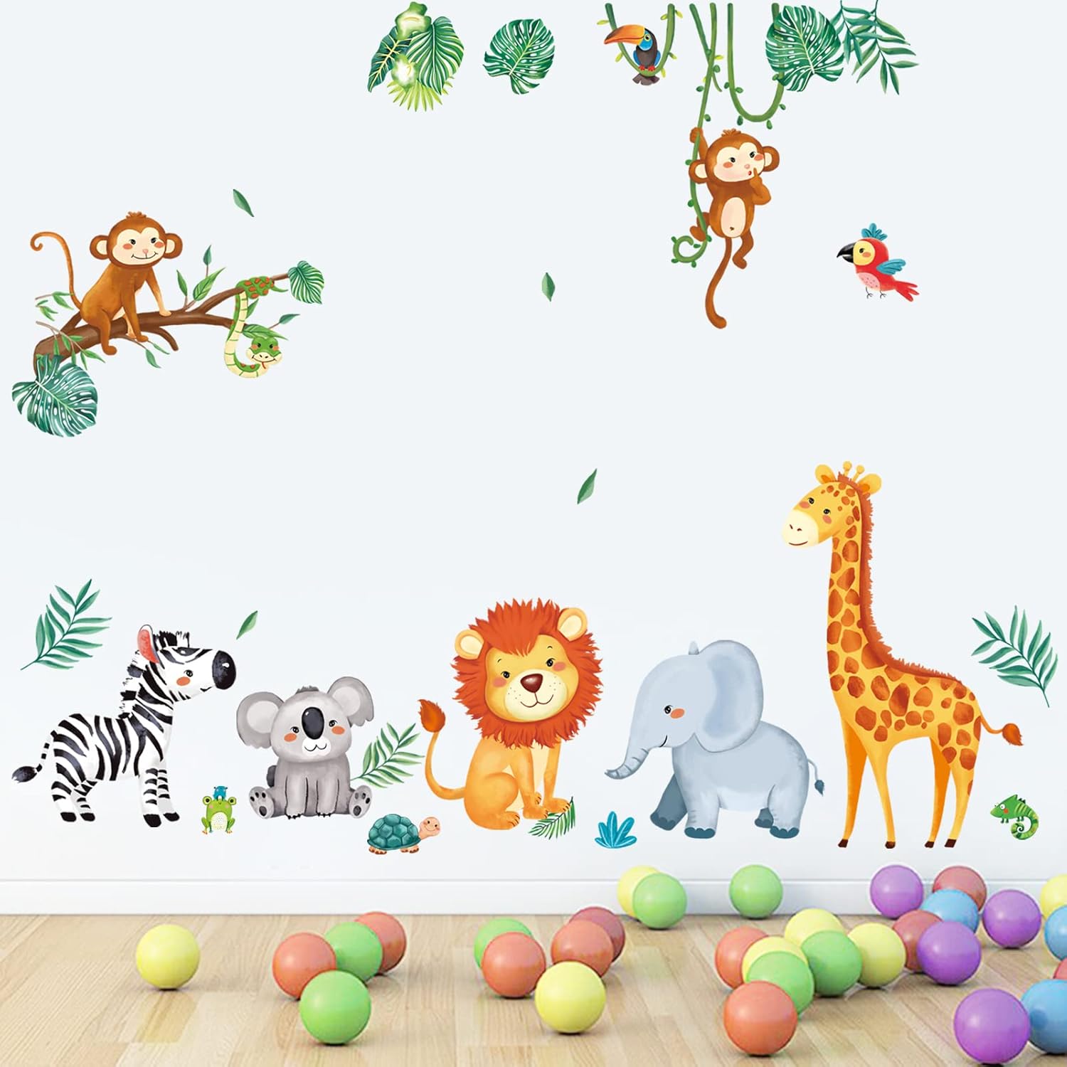 Jungle Animals Wall Decals Monkey Giraffe Elephant Wall Stickers Wall Decor F1269