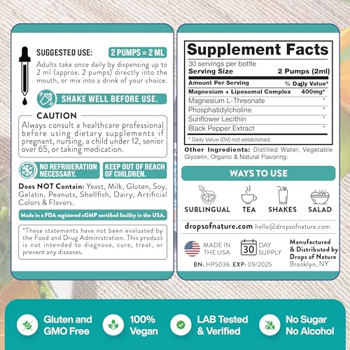 Magnesium L-Threonate Liposomal Liquid Extract, 2 oz 60 mL J449591