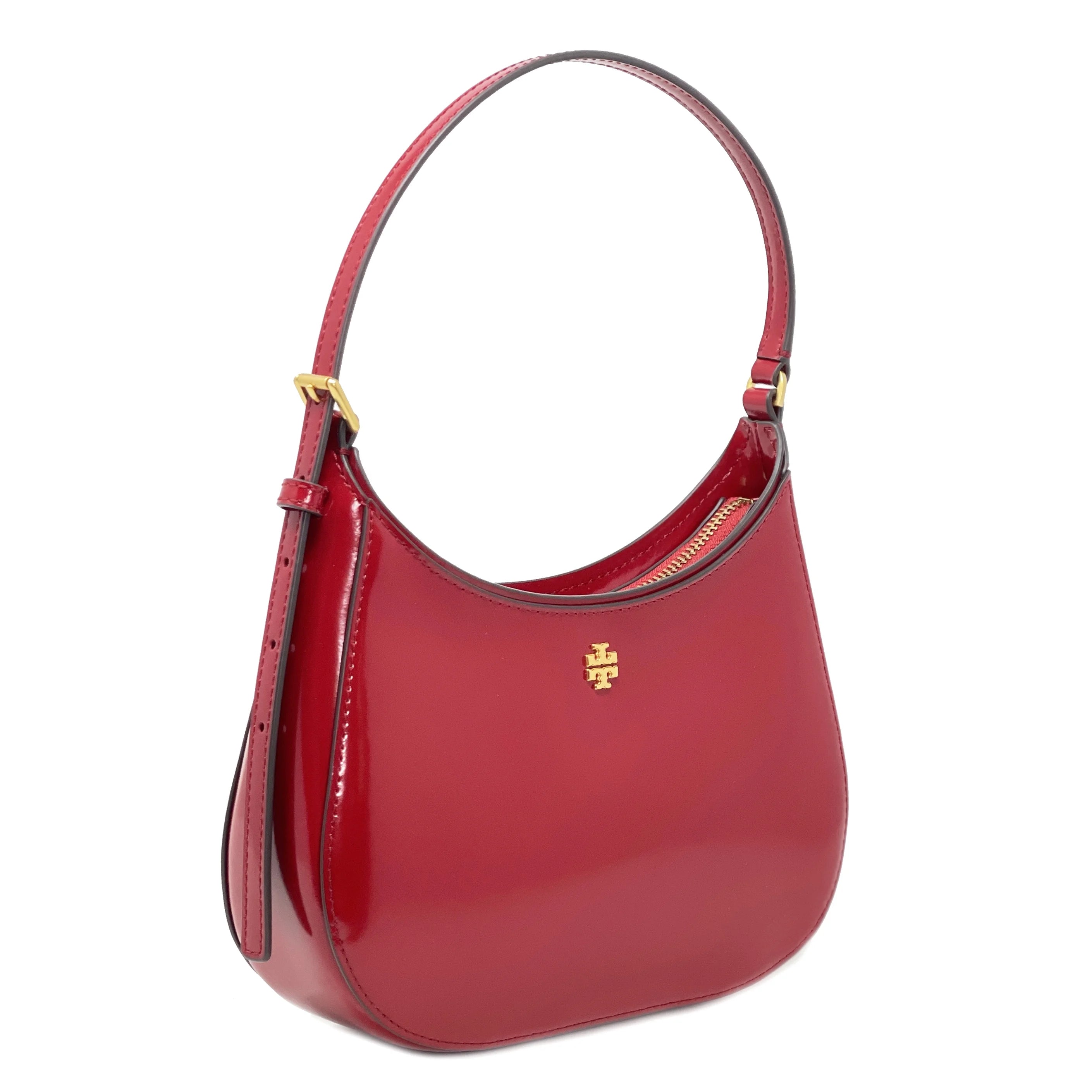 Lipstick Red Small Patent Zip Shoulder Bag F96628