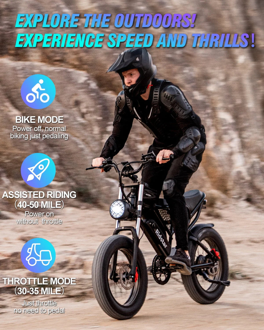 20 Fat Tire 1000W Electric Bike with Removable Battery J133216