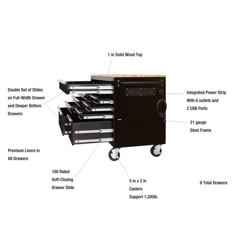52 in. W x 25 in. D 9-Drawer Mobile Workbench Tool Chest Y49586