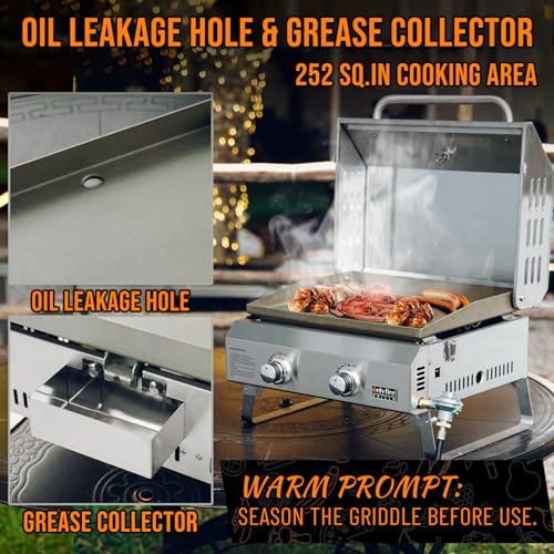 2-Burner Tabletop Propane Gas Griddle, Stainless Steel O943