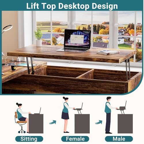 Black L Shaped Desk with Lift Top and Drawer X38386