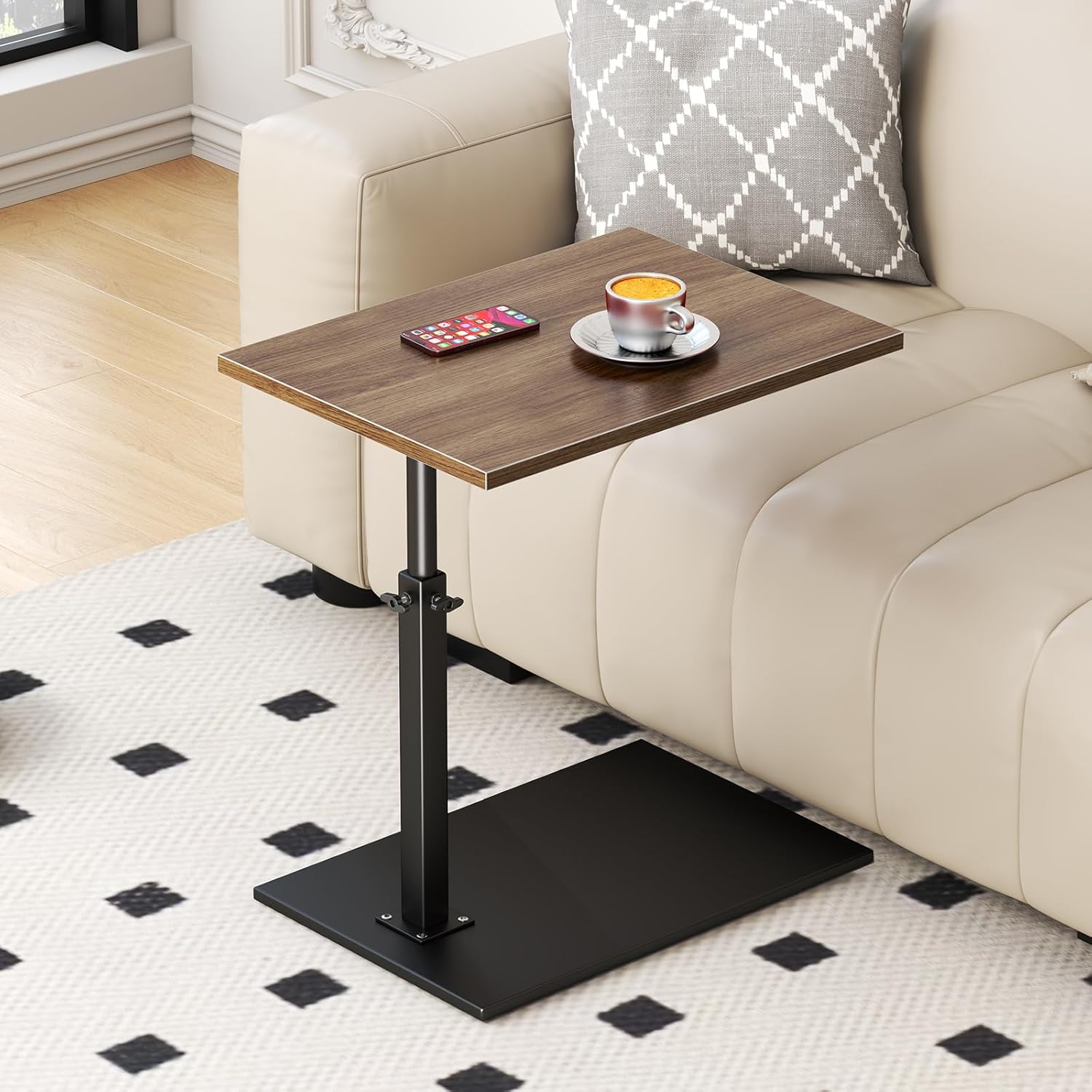 Adjustable C Table End Table 19.6 inch 360° Swivel TV Tray Table R68908