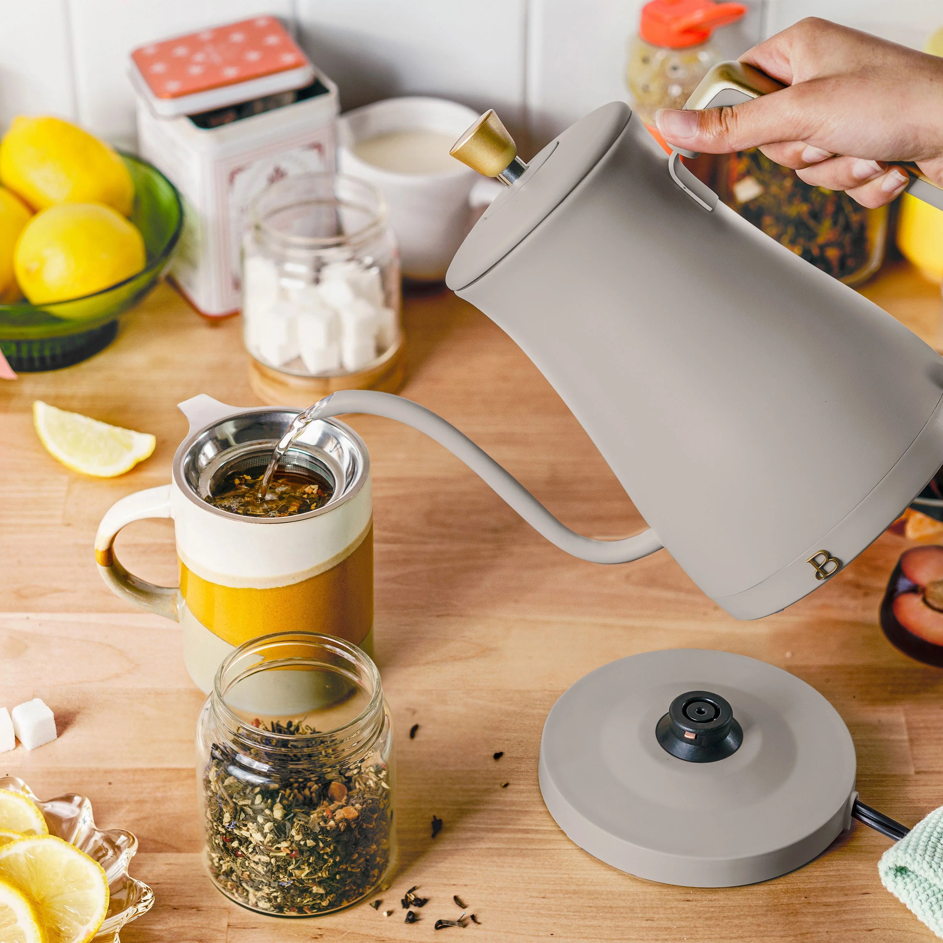 1-Liter Electric Gooseneck Kettle 1200 W Porcini Taupe S637