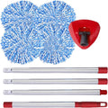 4 Microfiber Mop Refills, 1 Triangle Mop Base and 58in Mop Handle Y9378
