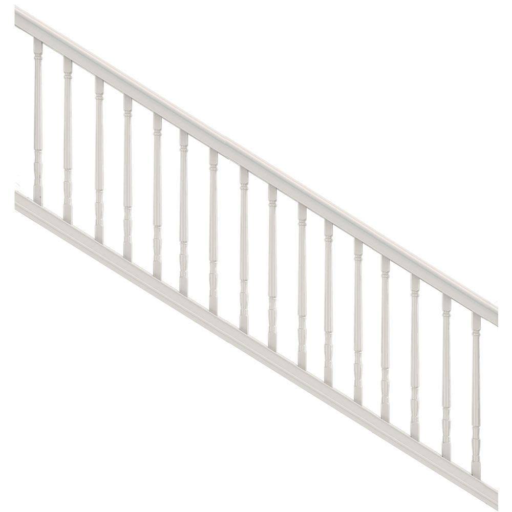 8 ft. x 36 in. White PolyComposite Stair Rail Kit with Colonial Balusters Q444870