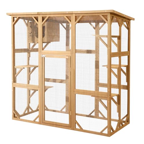Grey Wooden Cat Enclosure with Platform F519706