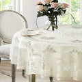 White 60 x 102 Inch Oval Polyester Lace Tablecloth G4711