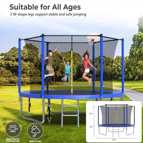 16FT Trampoline with Enclosure and Basketball Hoop B69586