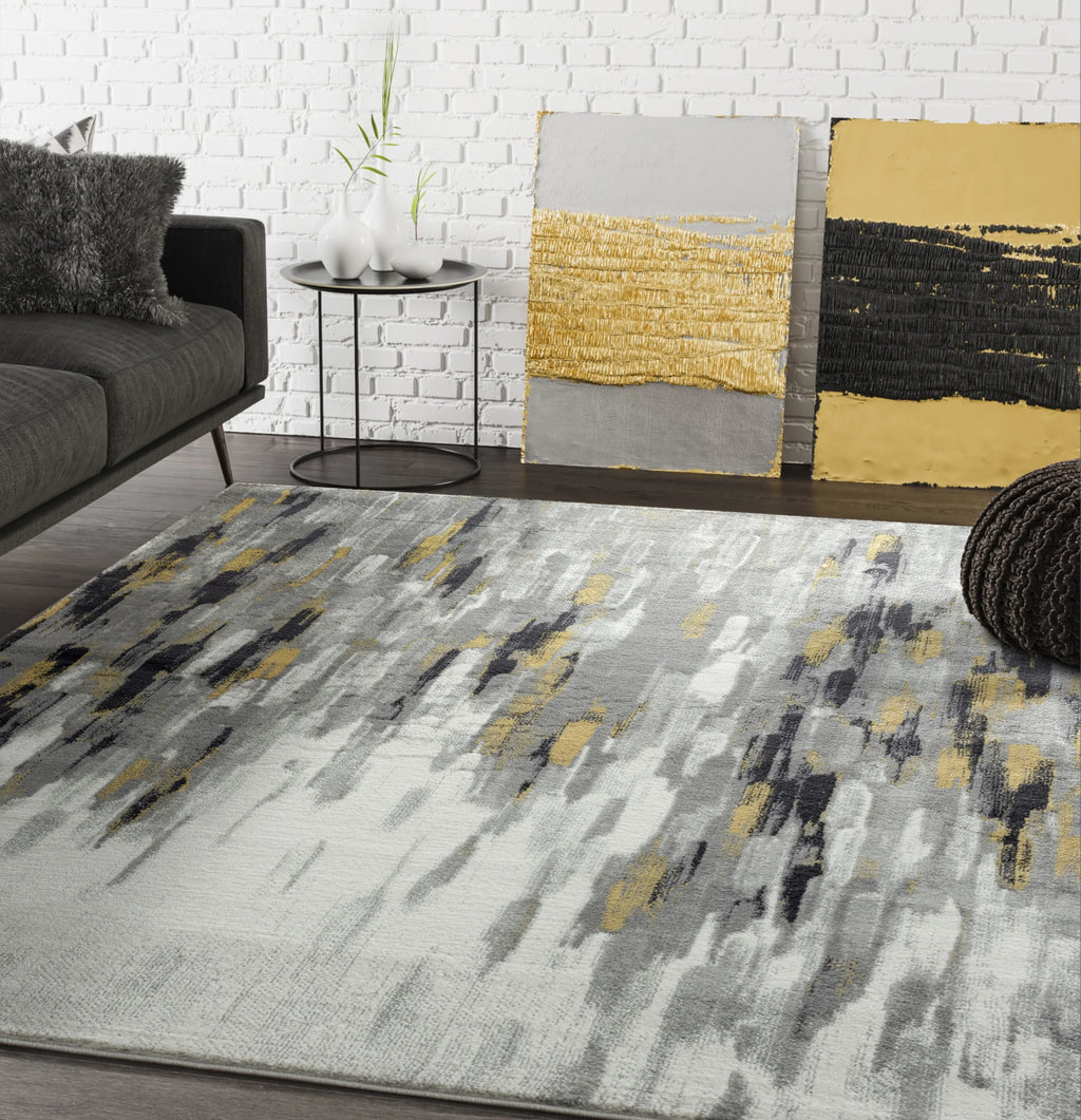 6 x 9 Grey Yellow Area Rug H519