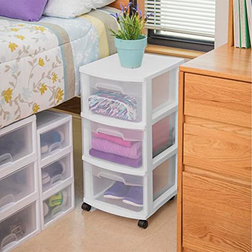 White 3 Drawer Plastic Rolling Storage Cart, 2-Pack P7228