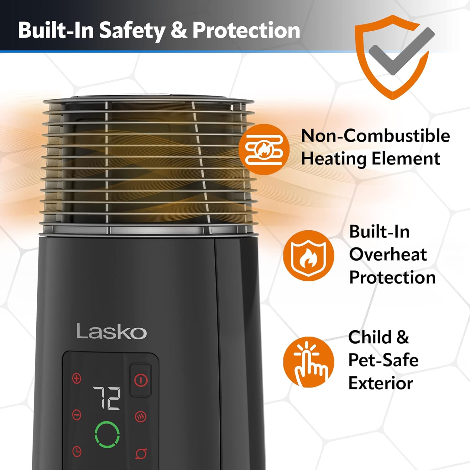 Black 1500W Oscillating Ceramic Tower Heater U6164