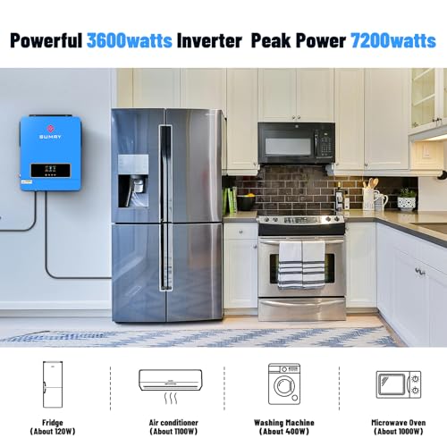 3600W Solar Inverter Charger, DC 24V to AC 110V Hybrid Inverter with 120A MPPT Controller, Pure Sine Wave A5366