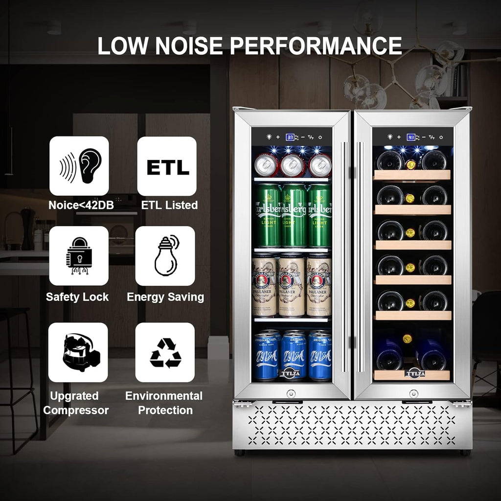 24 Inch Dual Zone French Door Wine and Beverage Refrigerator W69436