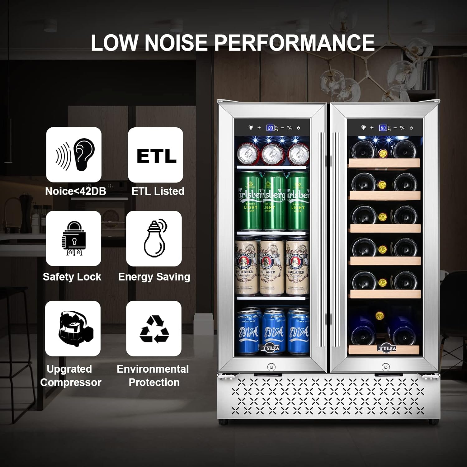 24 Inch Dual Zone French Door Wine and Beverage Refrigerator W69436