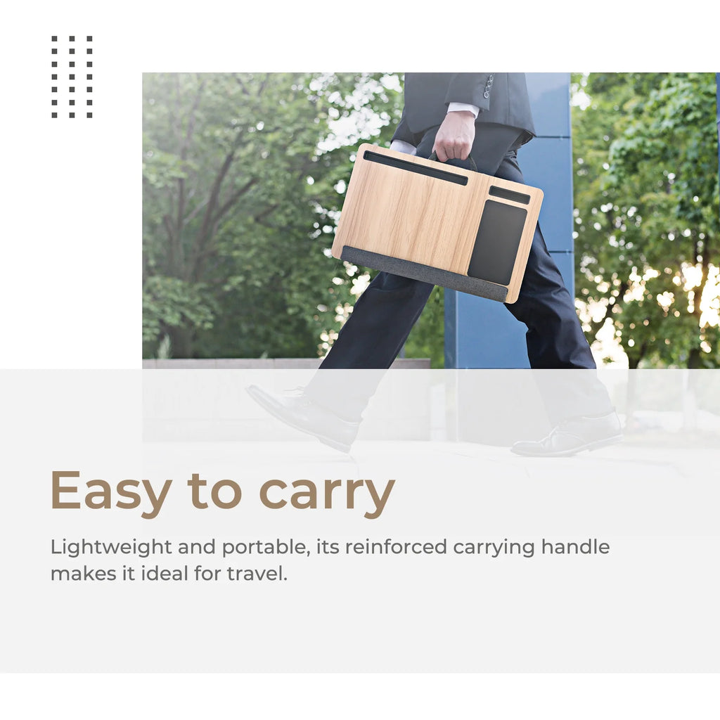 Lap Desk with Wrist Rest, Mouse Pad and Phone Holder, 21.7" x 14.6", Fits Up to 15.6" Laptop, Portable R294988