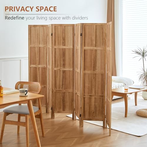 White 5.6 FT Folding Wooden Room Divider Y466