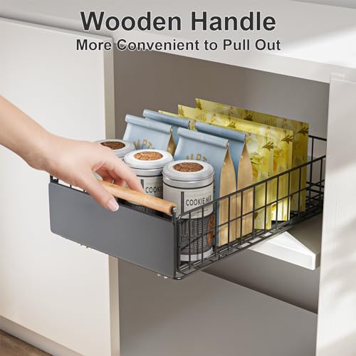 7.8" H Pull Out Cabinet Organizer with Wooden Handle C4079