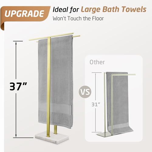 2-Tier Stainless Steel Towel Rack Stand with Marble Base T4825