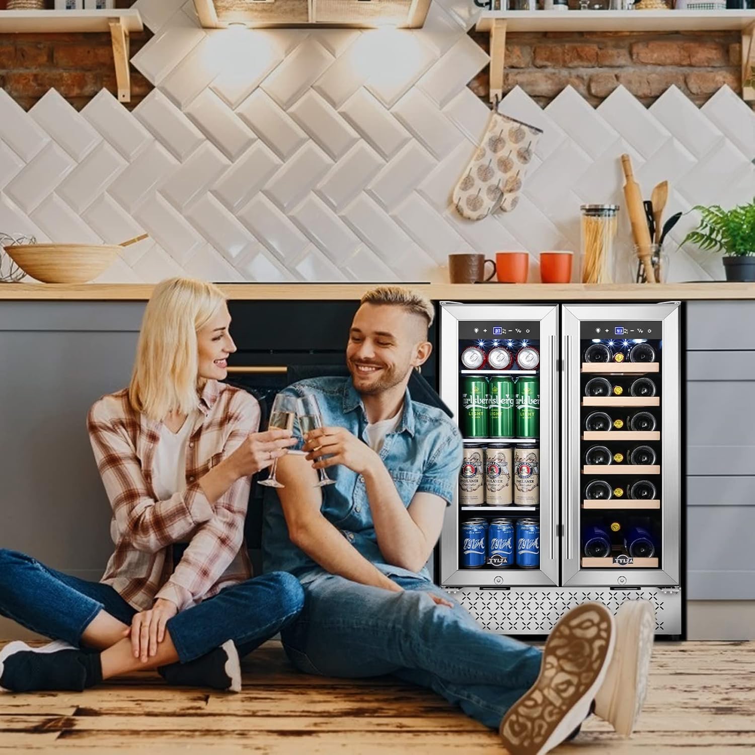 24 Inch Dual Zone French Door Wine and Beverage Refrigerator W69436