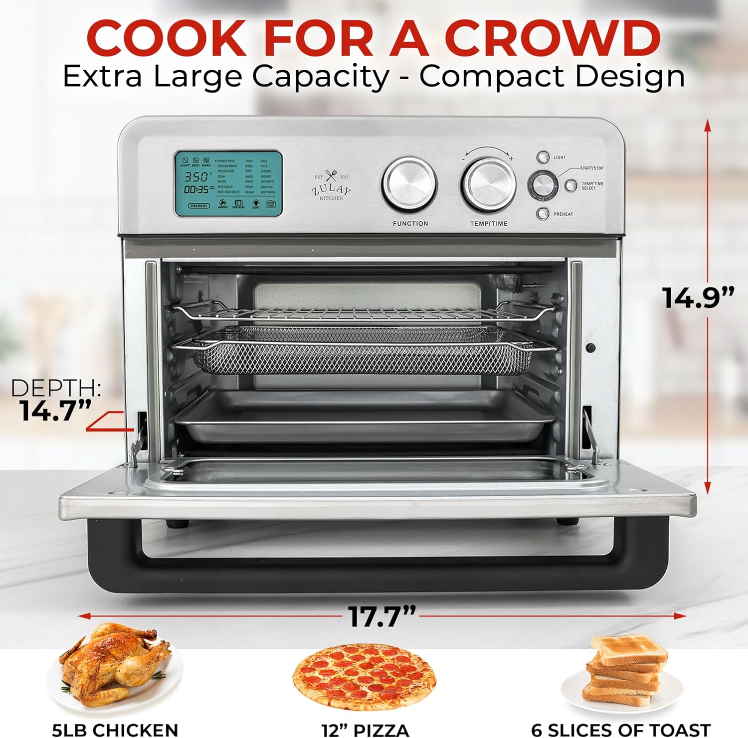 26.4Qt Stainless Steel Air Fryer Toaster Oven Combo O98909