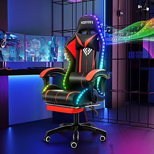Blue and Black RGB Gaming Chair with Speakers and Footrest A84051