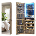 47.2" LED Grey Jewelry Mirror Cabinet with 4 Drawers 5 Shelves Z468596