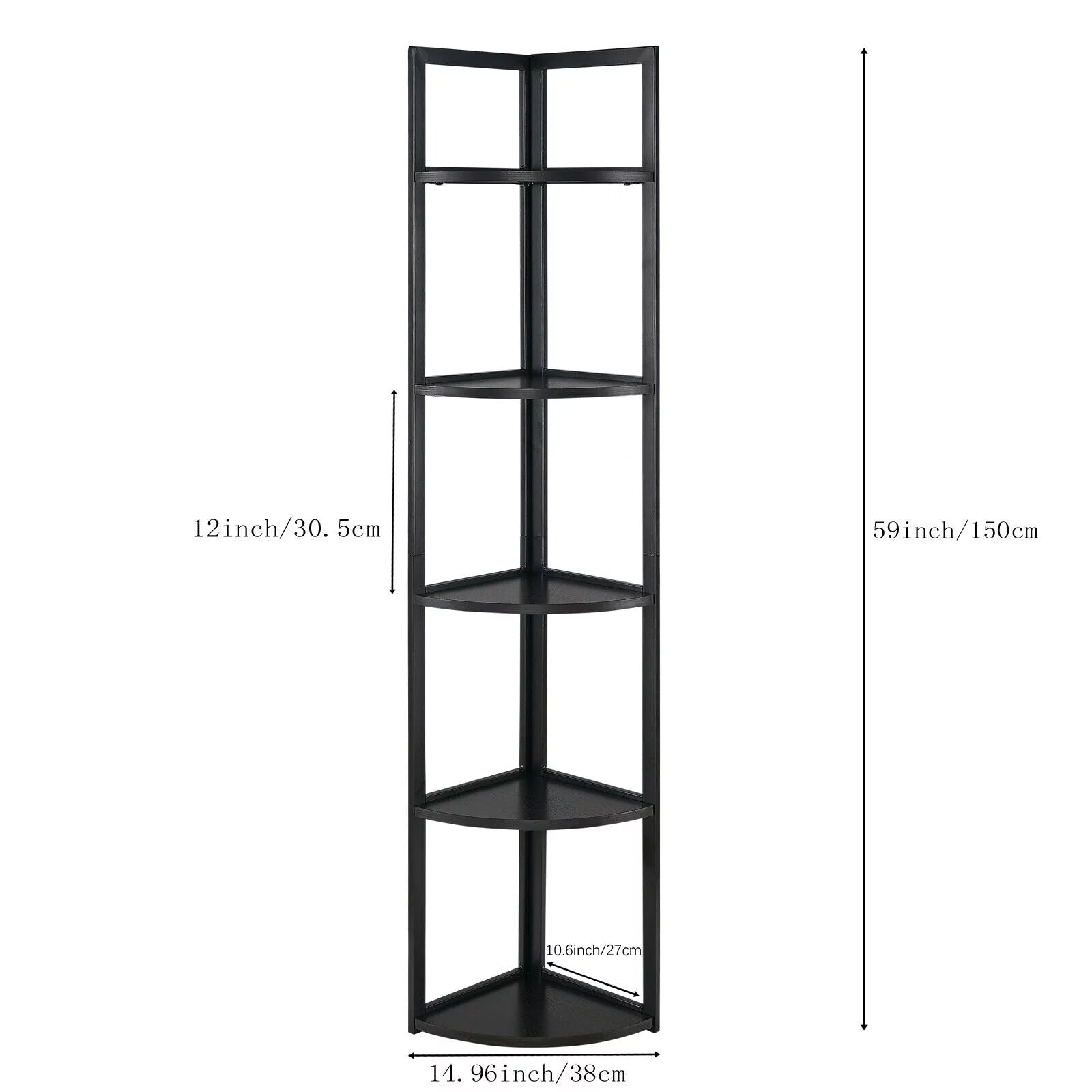 5 Tiers Corner Shelf Black T420