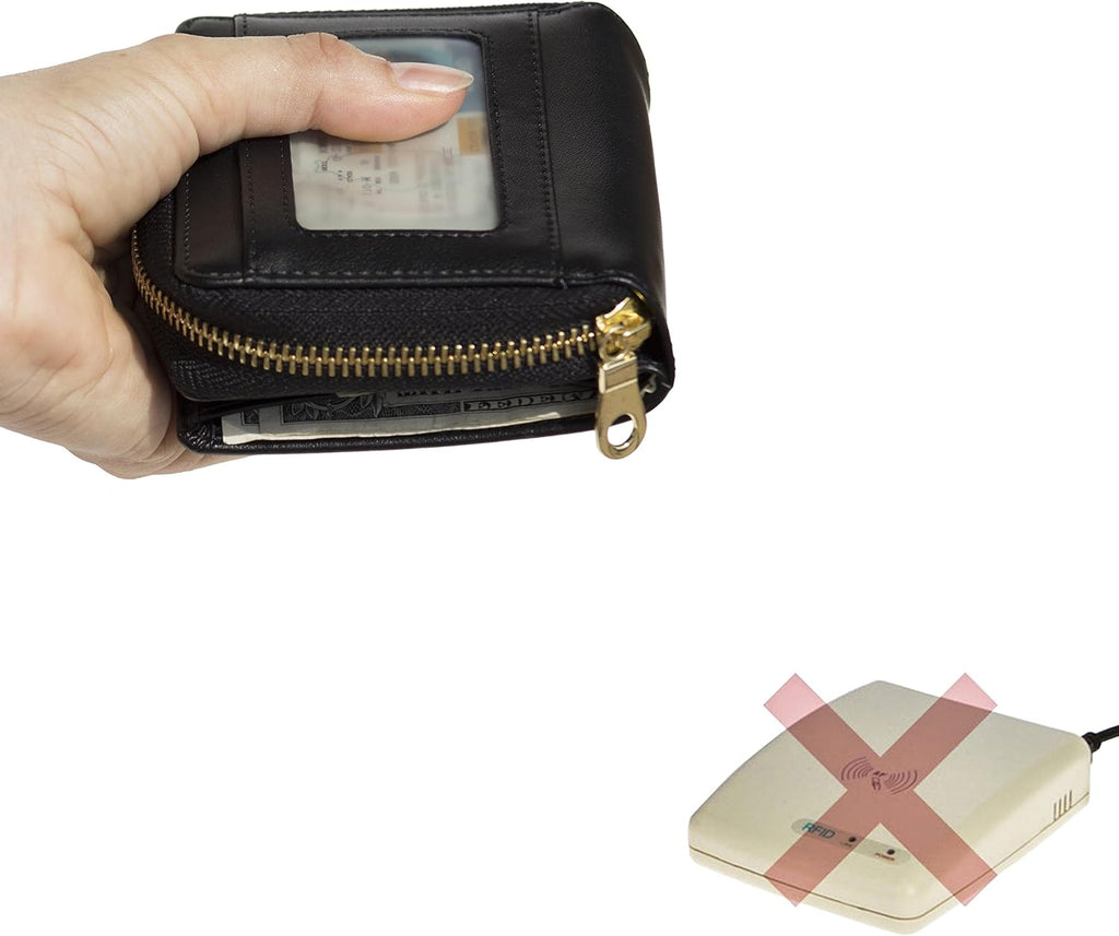 Genuine Leather Small Wallet in Black V831368