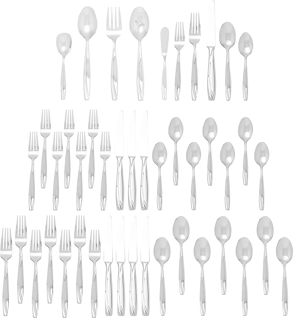 45-Piece Stainless Steel Cutlery Flatware Set, Silver O788622
