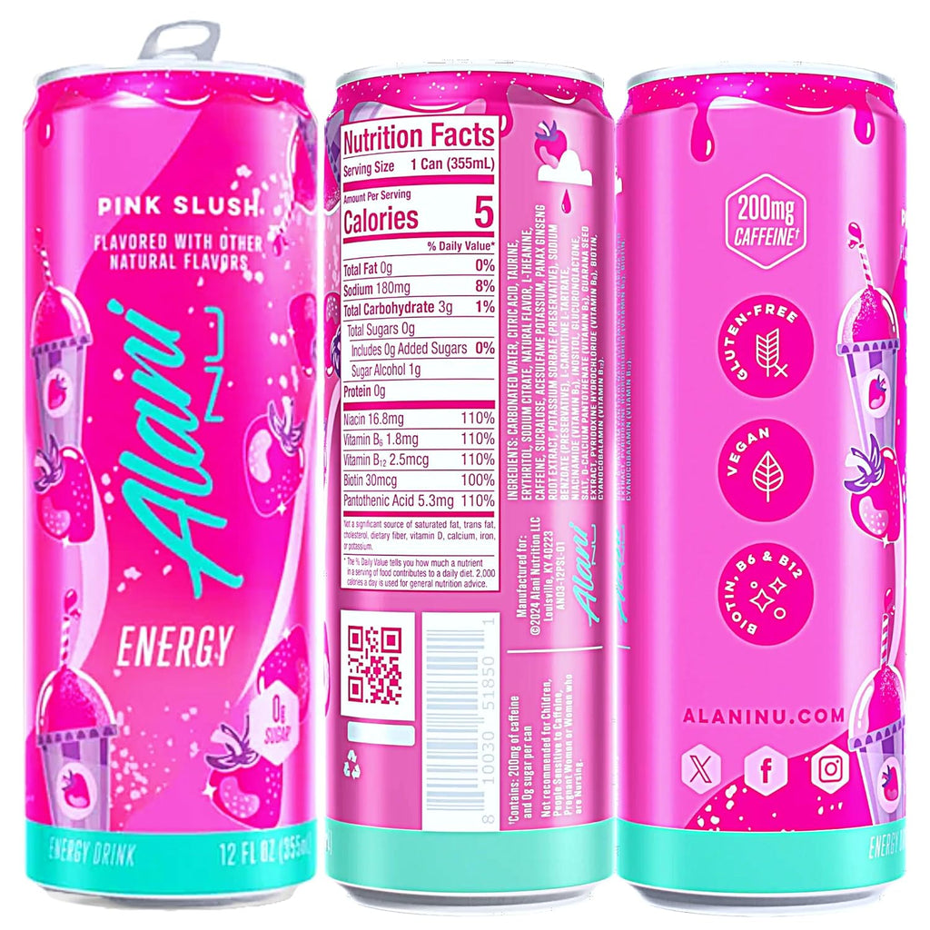 Pink Slush, Cherry Twist, and Orange Kiss Energy Drink Variety Pack of 6, 12 Fl oz Cans R66305