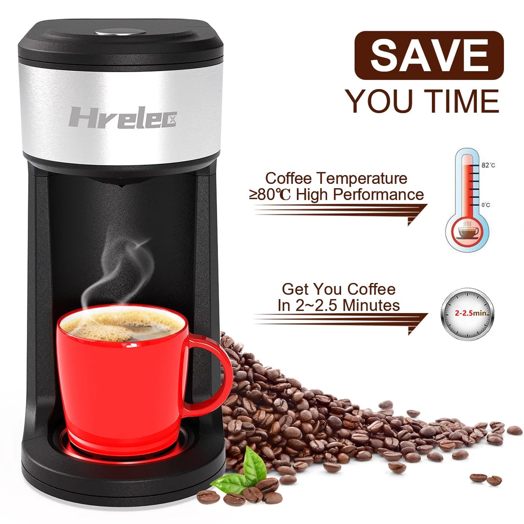 Mini Coffee Machine with Self-Cleaning Function and 8-14 oz Brew Size A2378