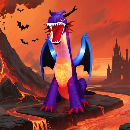 8FT Halloween Inflatables Dragon Decorations with Built-in LED Lights J77328