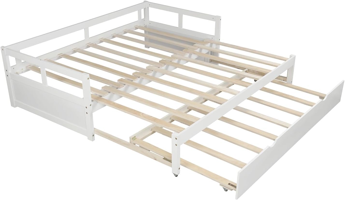 White Wooden Daybed with Trundle S8007