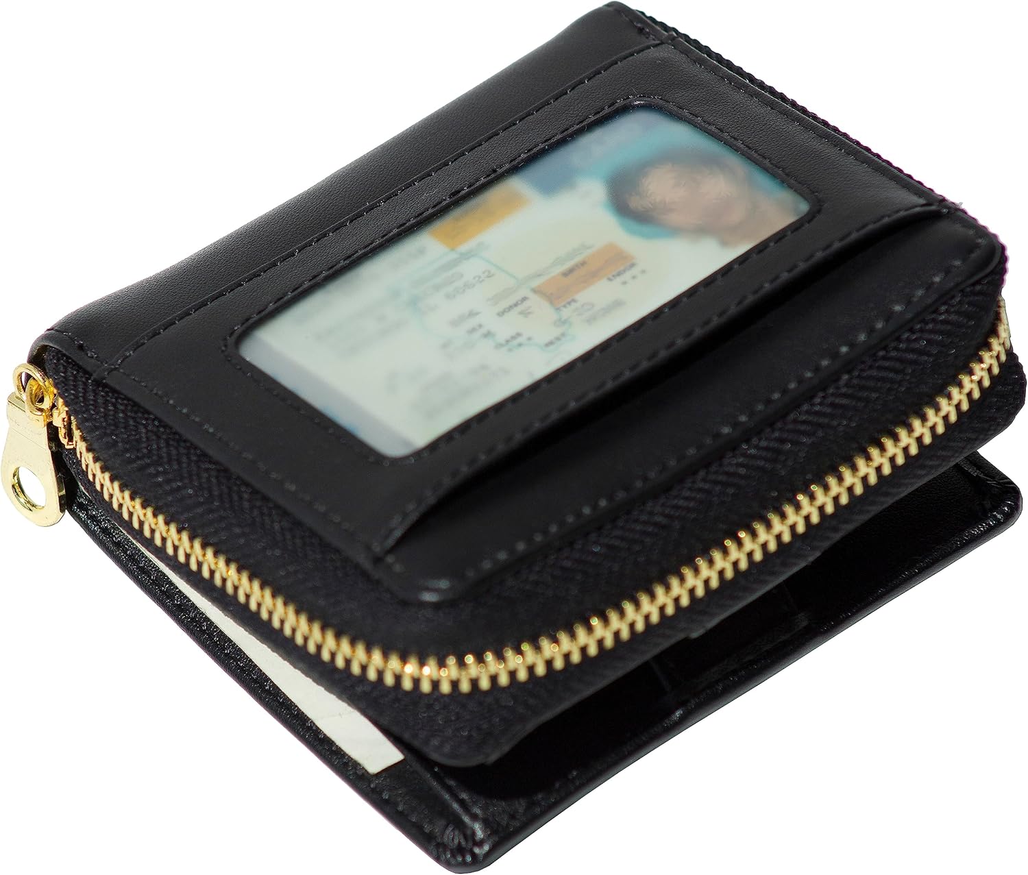 Genuine Leather Small Wallet in Black V831368